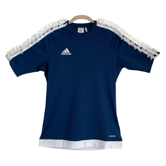 Adidas Frilly Three Stripes T-shirts, M Size (90), Vintage Quality